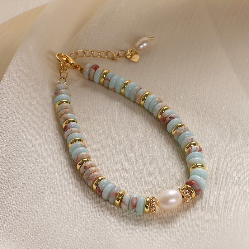 Natural Acqua Green Stone and Gold Jewellery Set