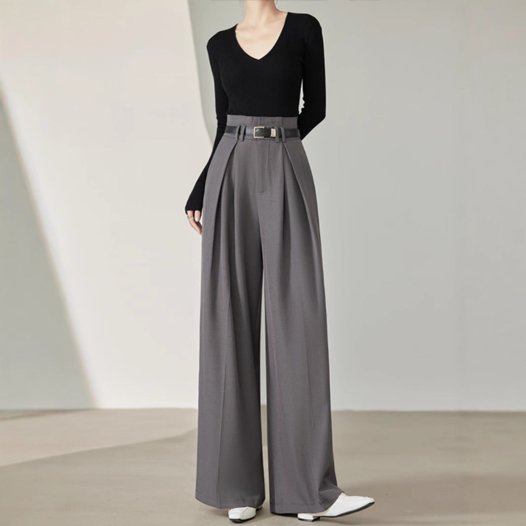 Loose Tailored Trousers, Wide Leg Women's Smooth Drape-Style Pants
