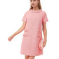 Vireous Elegant Round Neck Short Sleeve Button Tie Dress