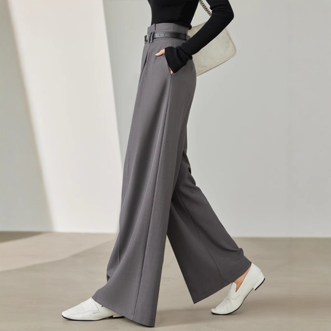 Loose Tailored Trousers, Wide Leg Women's Smooth Drape-Style Pants