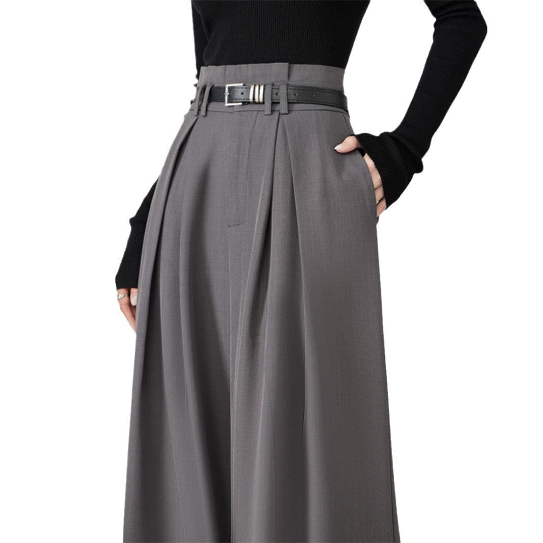 Loose Tailored Trousers, Wide Leg Women's Smooth Drape-Style Pants