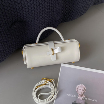 Vireous First Layer Cowhide Underarm Single-Shoulder Cylinder Messenger Bag