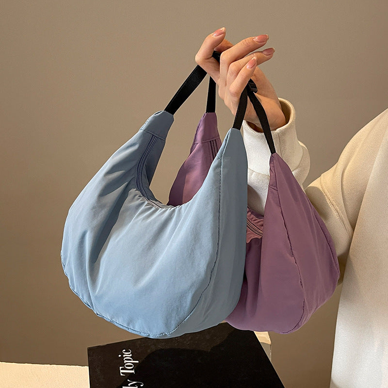 Lightweight Crescent Moon Bag, Women's Soft Cloth Handbag