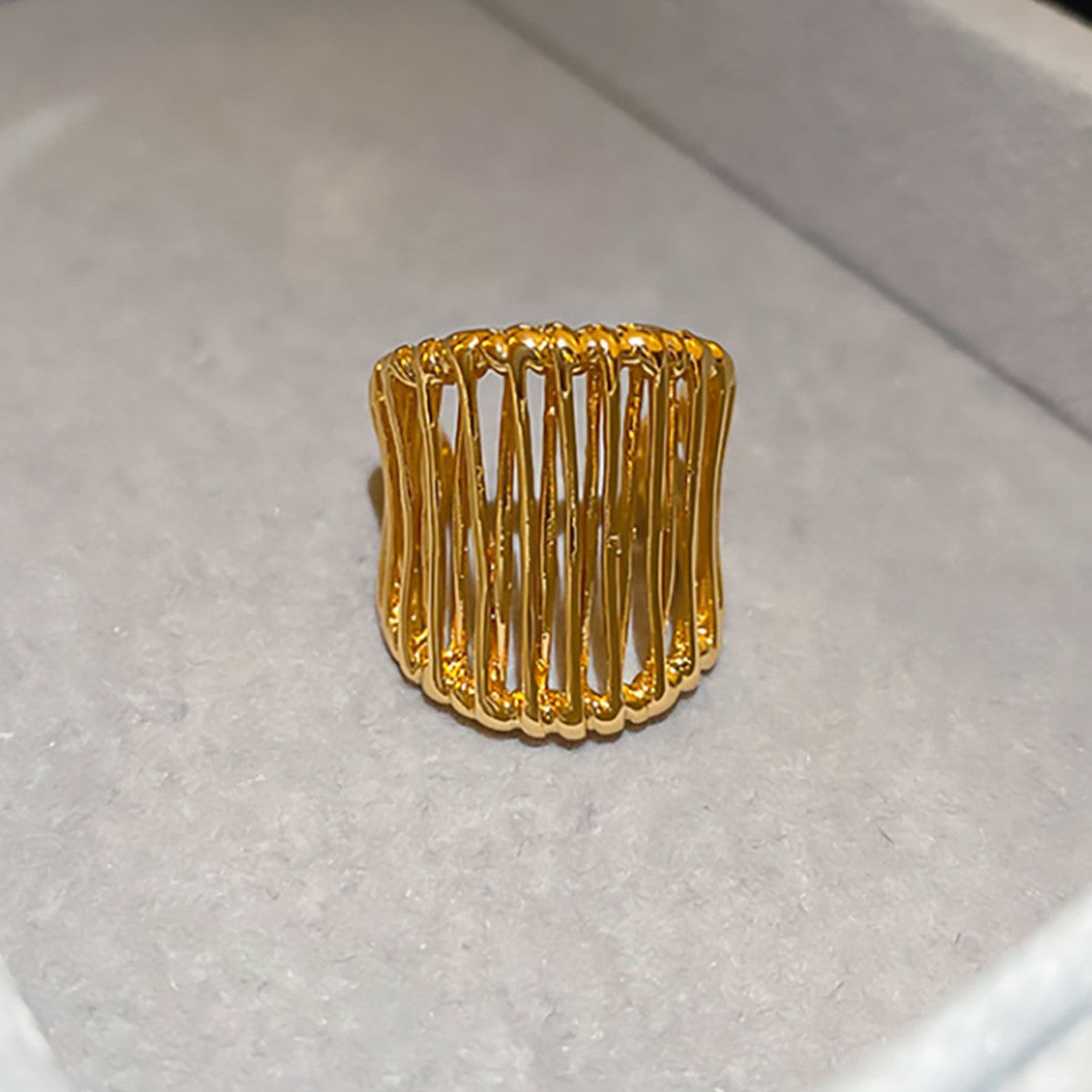 Woven Titanium Gold Avant Garde Wide-Band Ring