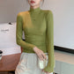 Half Turtleneck Fine Rib-Knit Casual Women's Top