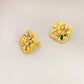 French Fashion Inlaid Colour Shell Stud Earrings