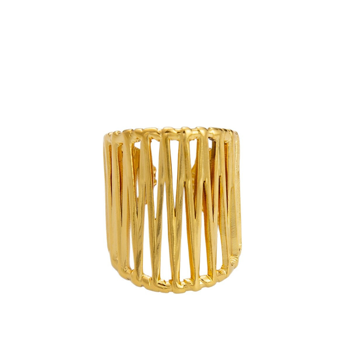 Woven Titanium Gold Avant Garde Wide-Band Ring