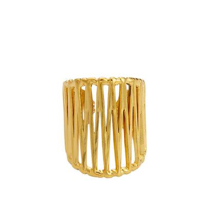 Woven Titanium Gold Avant Garde Wide-Band Ring