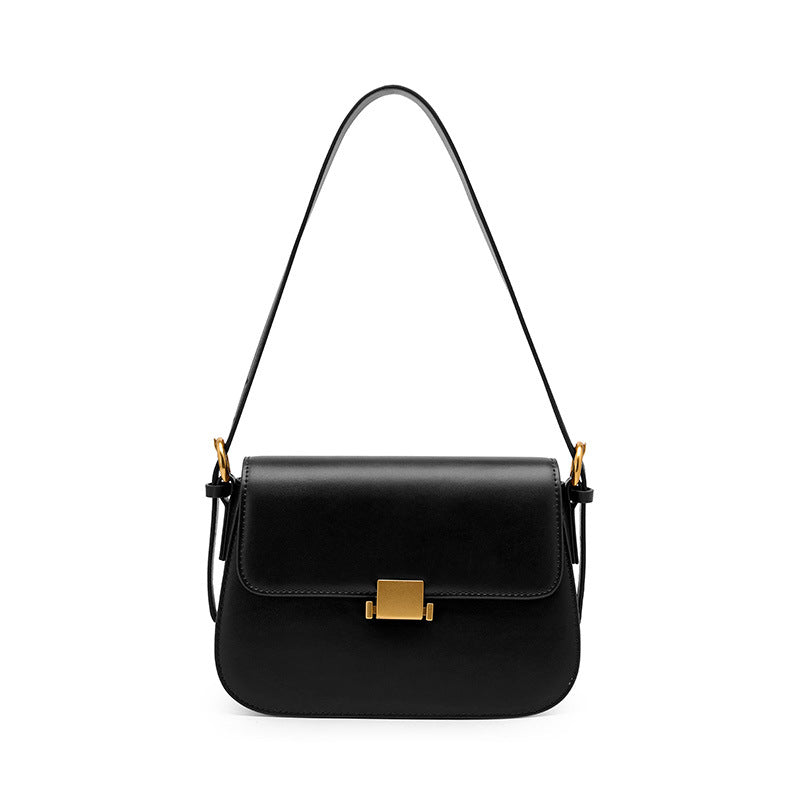 Vireous Two-Layer Cowhide European Retro Underarm Handbag