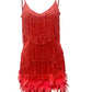 V-Neck Strap Feather Stitching Party Dress, Multi Colours