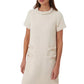 Vireous Elegant Round Neck Short Sleeve Button Tie Dress