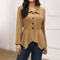 Women's Elegant Casual Polo Collar Faux Suede Smock Top