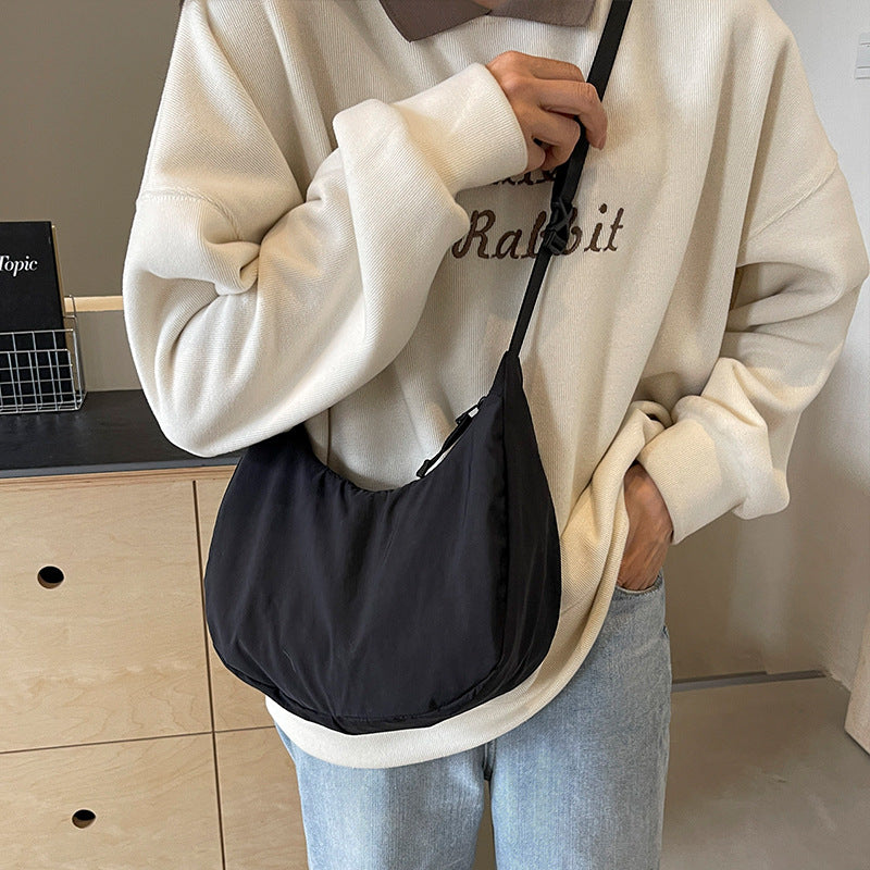 Lightweight Crescent Moon Bag, Women's Soft Cloth Handbag