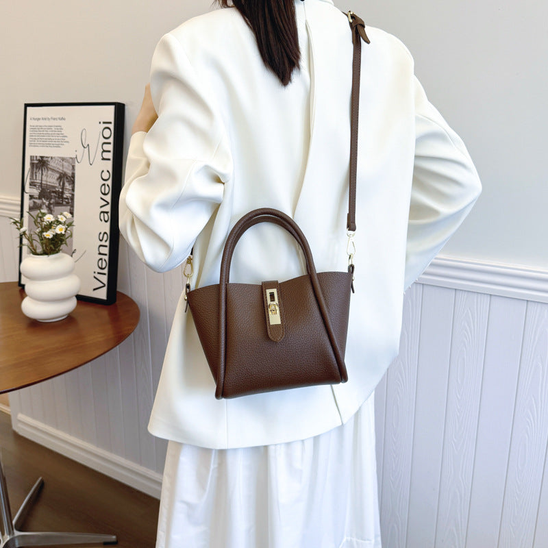 Portable Bucket Shoulder Leather Crossbody Under Arm Bag