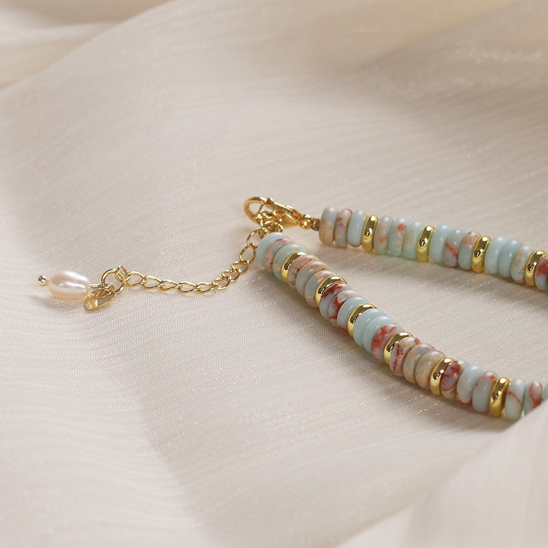 Natural Acqua Green Stone and Gold Jewellery Set