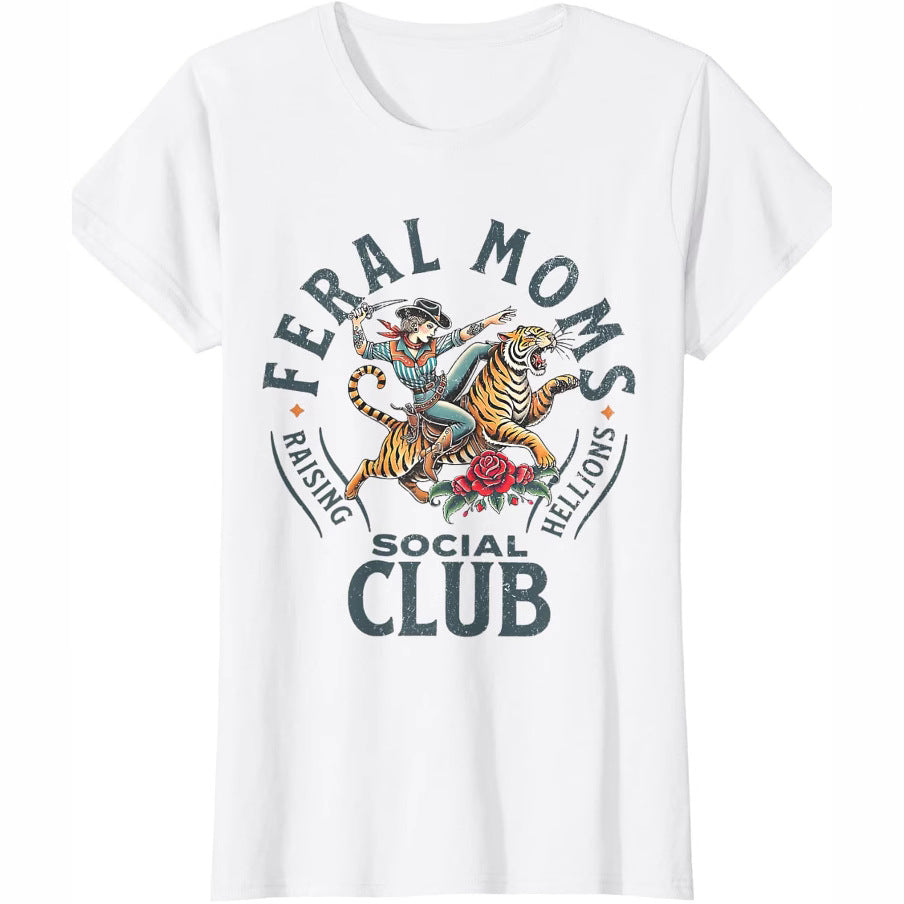 'Feral Moms Social Club' Women's Cotton T-Shirt