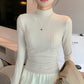 Half Turtleneck Fine Rib-Knit Casual Women's Top