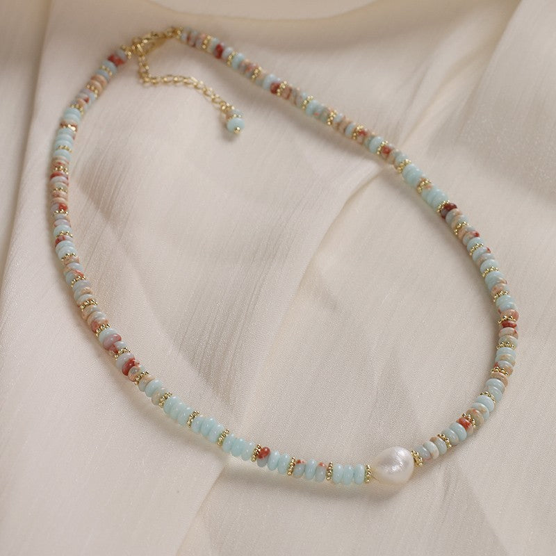 Natural Acqua Green Stone and Gold Jewellery Set