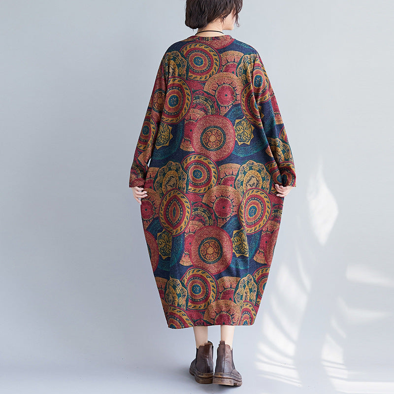 Art Lover Paisley Printed Loose Oversized Dress