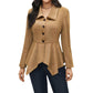Women's Elegant Casual Polo Collar Faux Suede Smock Top