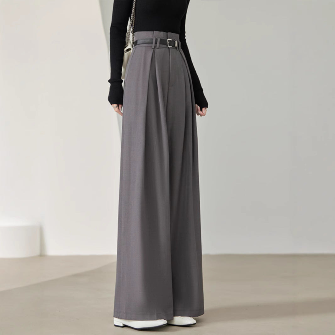 Loose Tailored Trousers, Wide Leg Women's Smooth Drape-Style Pants