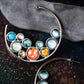 Retro Hoop Earrings, Women's Pendant Multicolour Gemstones