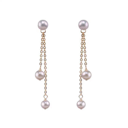 Women's Pearl Tassel Simple and Elegant Earrings