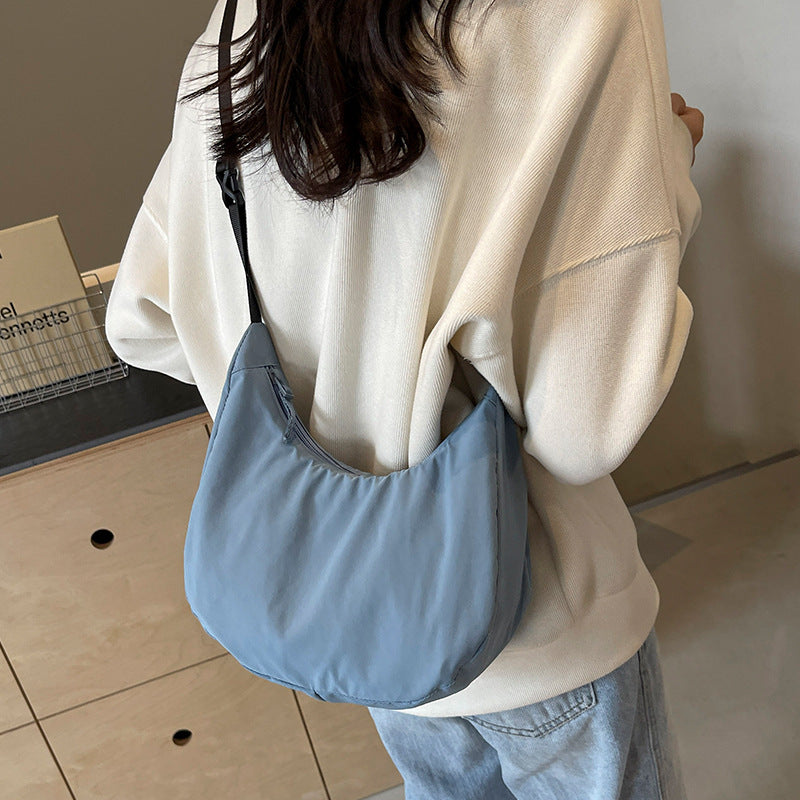 Lightweight Crescent Moon Bag, Women's Soft Cloth Handbag