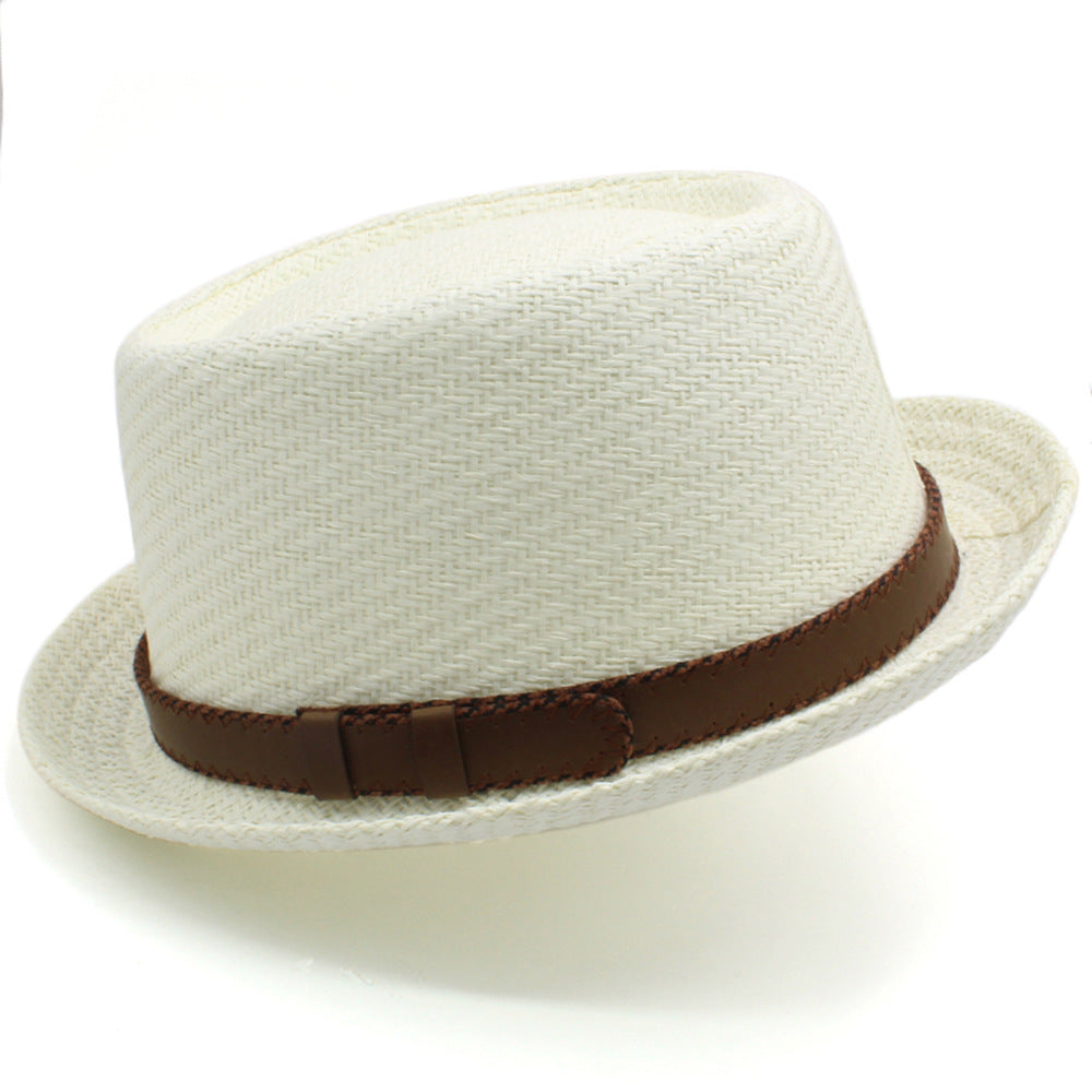 Men's and Women's Pork Pie-Style Small Brim French Straw Hat