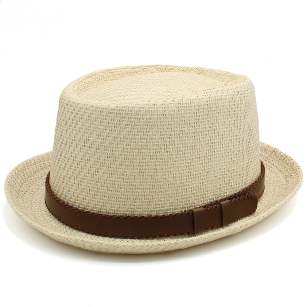 Men's and Women's Pork Pie-Style Small Brim French Straw Hat