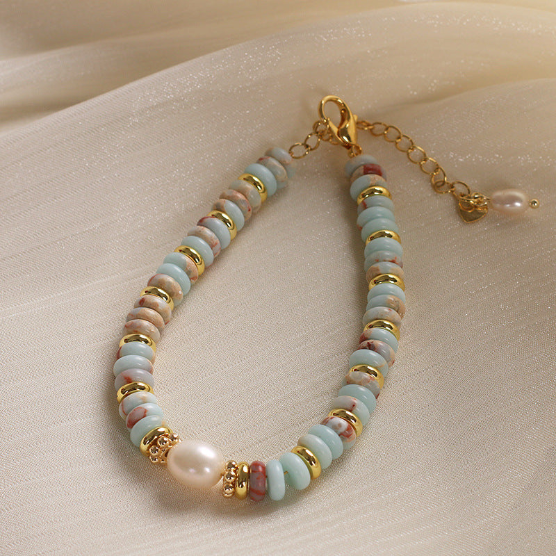 Natural Acqua Green Stone and Gold Jewellery Set
