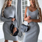 Vireous Women's Solid Stripe Long-Sleeve Two-Piece 'Crumple' Dress Set