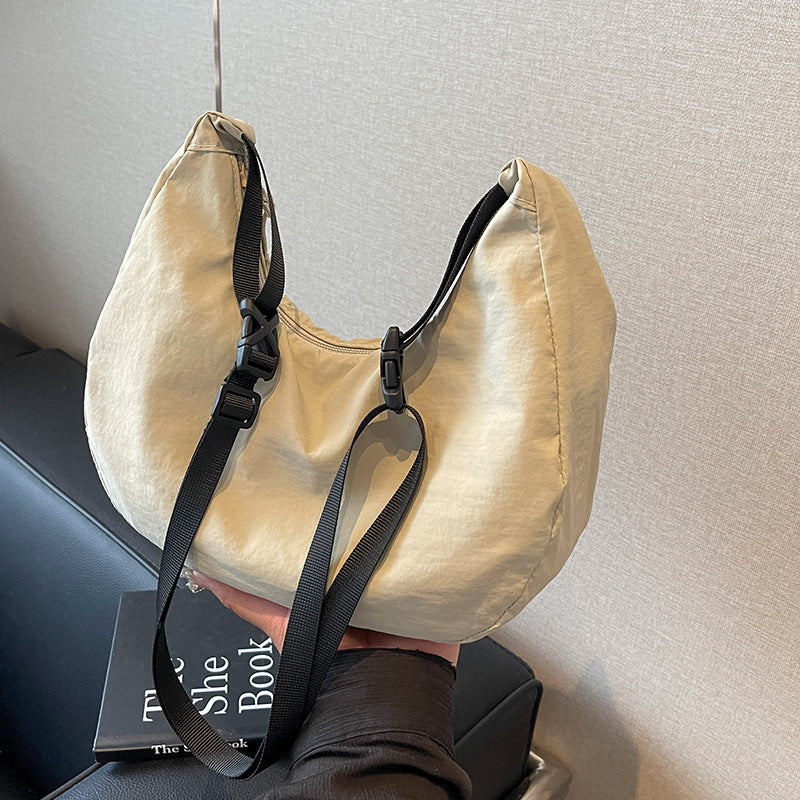 Lightweight Crescent Moon Bag, Women's Soft Cloth Handbag