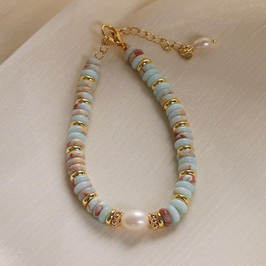 Natural Acqua Green Stone and Gold Jewellery Set