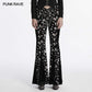 Punk Rave Nulia Spliced Velvet Flared Trousers with Skull Print