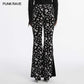 Punk Rave Nulia Spliced Velvet Flared Trousers with Skull Print