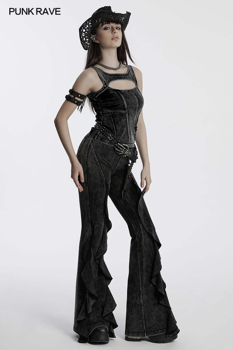 Punk Rave Breen Doomsday Wasteland Bell Flared Trousers