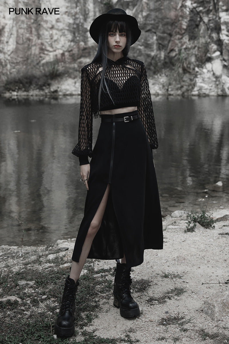 Punk Rave Brianna Midi Skirt in Black, Plus Sizes