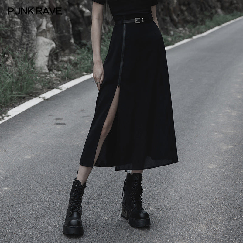 Punk Rave Brianna Midi Skirt in Black, Plus Sizes