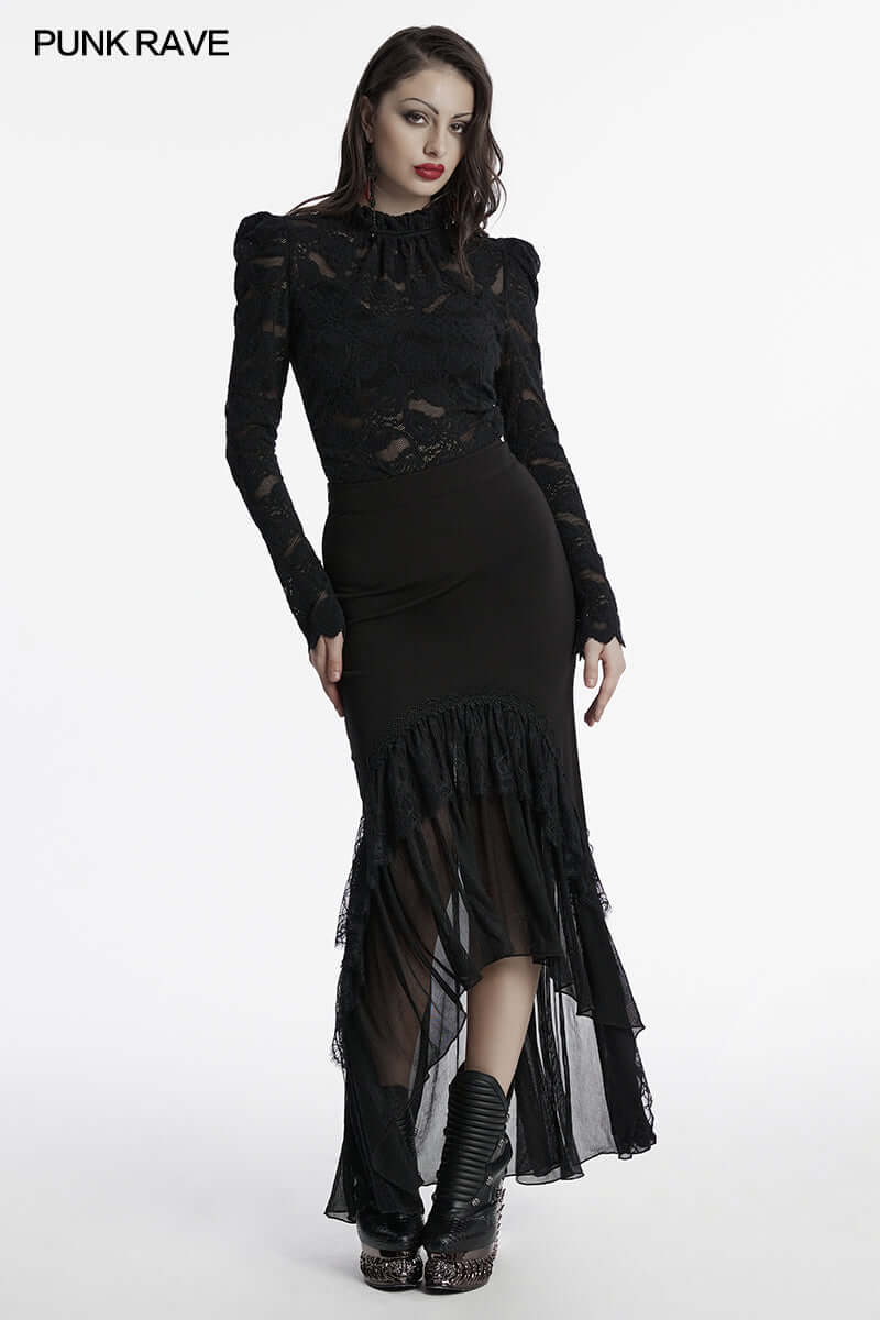 Punk Rave Blossom Knitted Asymmetrical Skirt