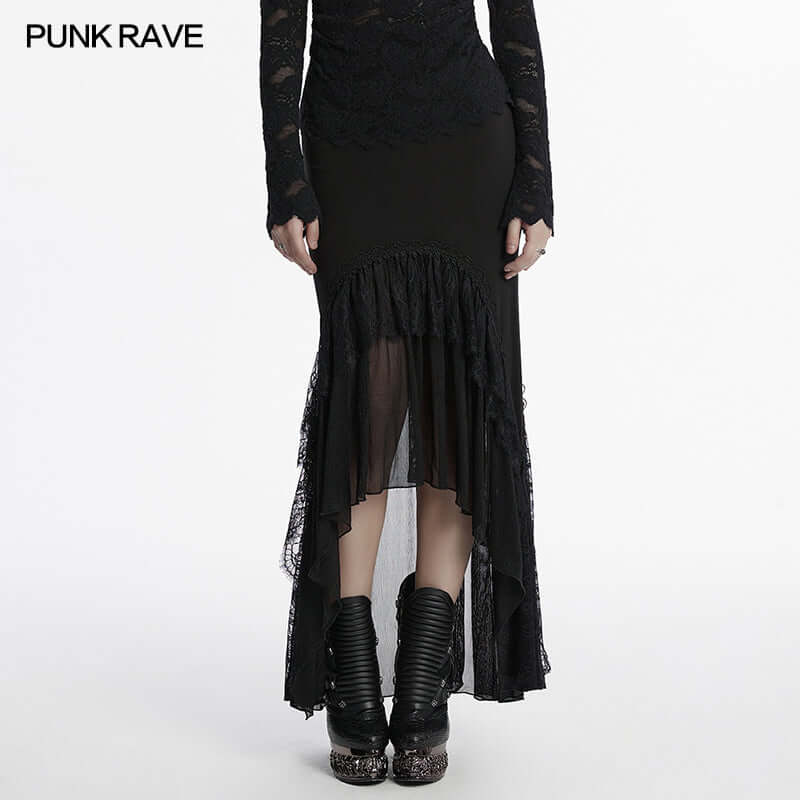 Punk Rave Blossom Knitted Asymmetrical Skirt