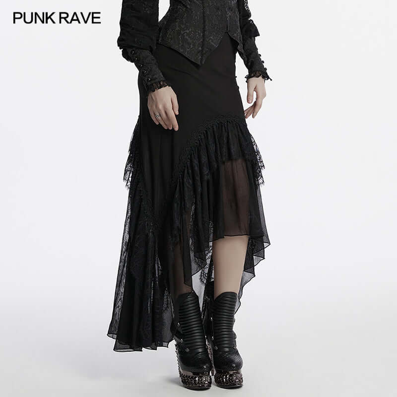 Punk Rave Blossom Knitted Asymmetrical Skirt