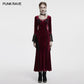 Punk Rave Isolde Velvet Lace-Sleeve Dress in Red