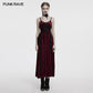 Punk Rave Vivienne Velvet Lace-Panel Goth Slip Dress In Burgundy