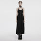 Punk Rave Morrigan Embroidered Velvet Goth Slip Dress in Black