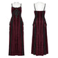 Punk Rave Vivienne Velvet Lace-Panel Goth Slip Dress In Burgundy
