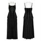 Punk Rave Morrigan Embroidered Velvet Goth Slip Dress in Black