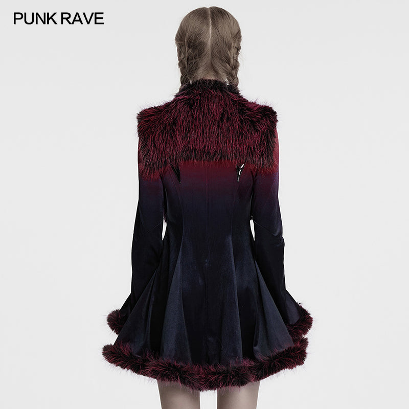 Punk Rave Lilith Gradient Devil Fur Shawl in Crimson