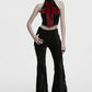Punk Rave Valora Cross Fur Halter Top In Crimson