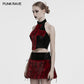 Punk Rave Valora Cross Fur Halter Top In Crimson